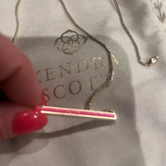 Kendra Scott Kelsey Gold and Pink Bar Necklace - Picture 3 of 3
